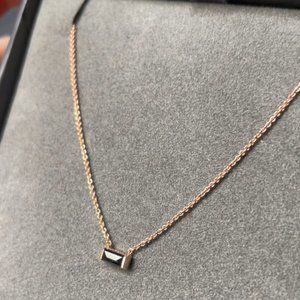 16" Emerald Cut Black Diamond Necklace (Rose Gold)